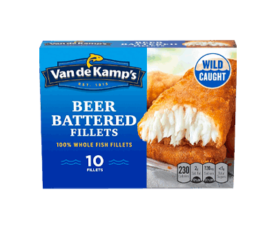 Van de Kamp’s Beer Battered 100% Whole Fish Fillets, Frozen, 19.1 oz 10 ct